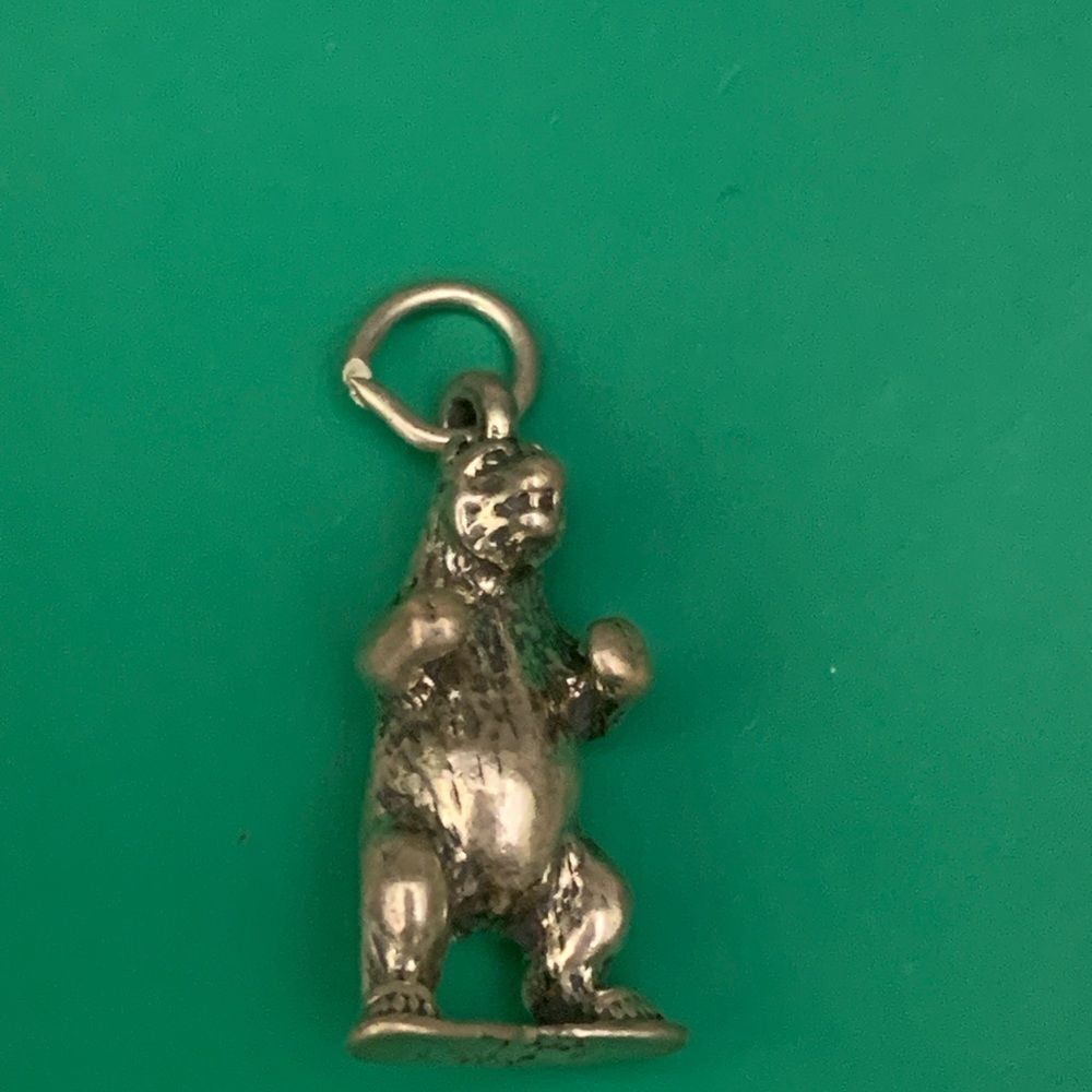Grizzly Bear Standing Sterling Silver Jewelry Charm #wildlife #animals